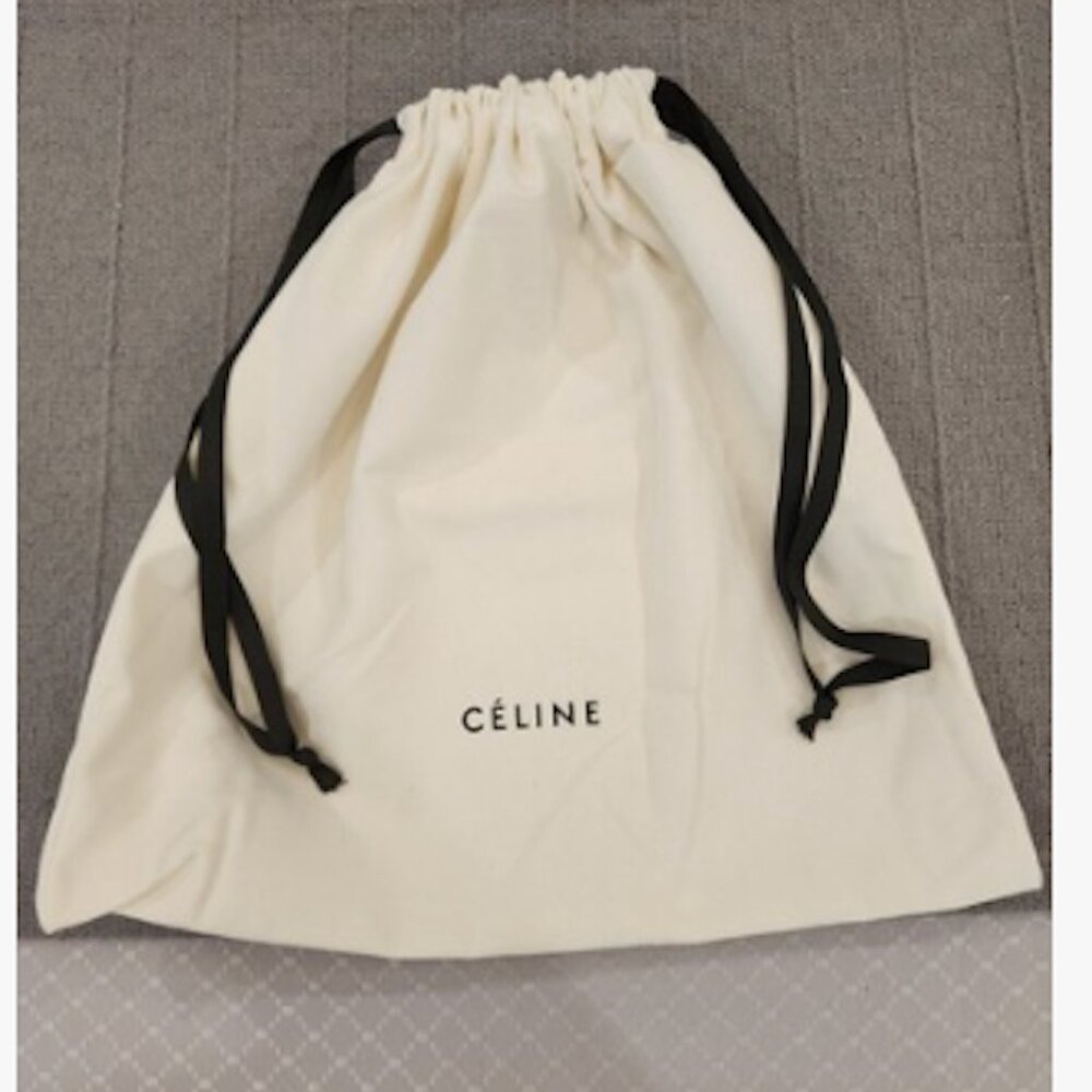 SOLD-Celine White Cream Black Logo Cotton Dust Bag 15" L x 16" W